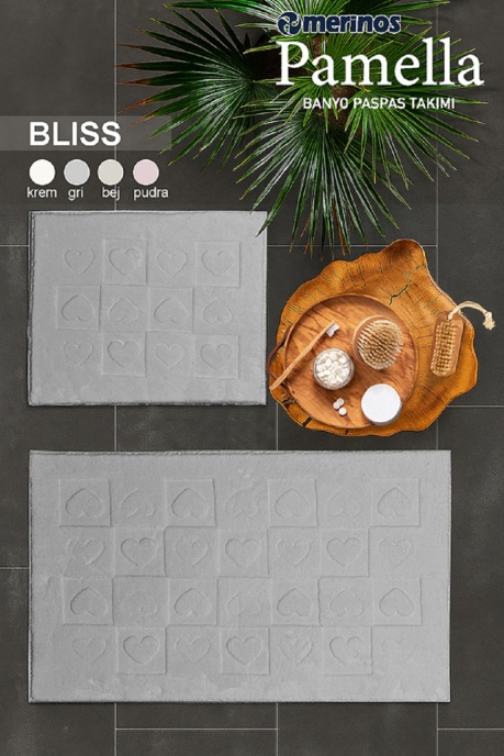 Merinos Pamella 2 Li Banyo Paspas Takımı Bliss Gri - 1
