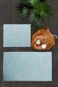 Merinos Pamella 2 Li Banyo Paspas Takımı Coral Mavi - Merinos