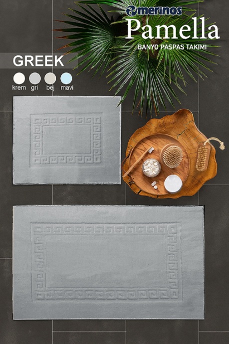Merinos Pamella 2 Li Banyo Paspas Takımı Greek Gri - 1