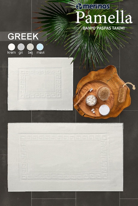 Merinos Pamella 2 Li Banyo Paspas Takımı Greek Krem - 2
