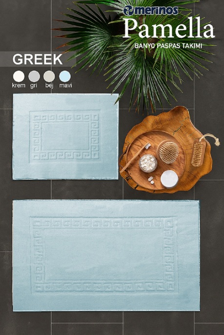 Merinos Pamella 2 Li Banyo Paspas Takımı Greek Mavi - 2