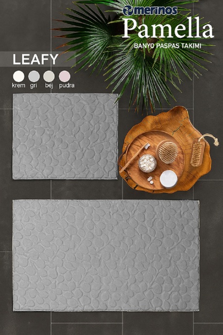 Merinos Pamella 2 Li Banyo Paspas Takımı Leafy Gri - 2