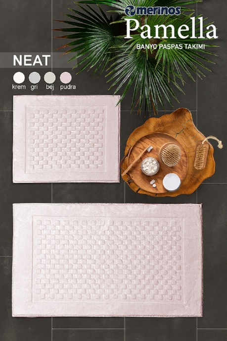 Merinos Pamella 2 Li Banyo Paspas Takımı Neat Pudra - 1