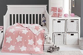 Dolce Bonita Home Pamuklu Çift Taraflı Bebek Battaniye 100x120 Star Pembe - Dolce Bonita Home