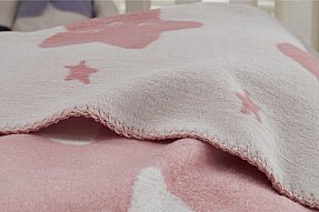 Dolce Bonita Home Pamuklu Çift Taraflı Bebek Battaniye 100x120 Star Pembe - 2