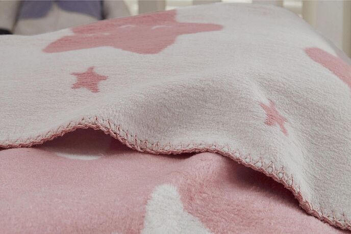 Dolce Bonita Home Pamuklu Çift Taraflı Bebek Battaniye 100x120 Star Pembe - 2