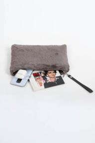 Fur Fashion El Çantası Fermuarlı 22x30 Antrasit - 1