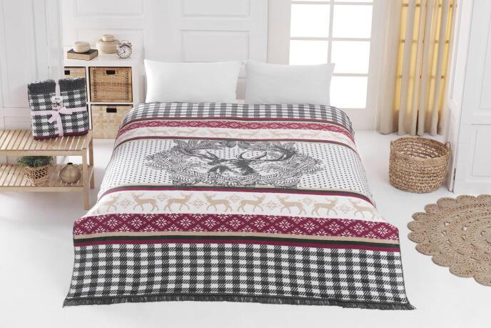 Dolce Bonita Home Çift Kişilik Pamuklu Çift Taraflı Battaniye 180x220 Adali - 1