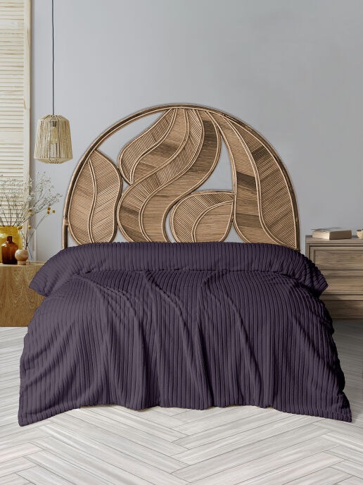 Dolce Bonita Home Wellsoft Fitilli Battaniye 200x220 Kül Moru - Uyku Bandı Hediyeli - 1