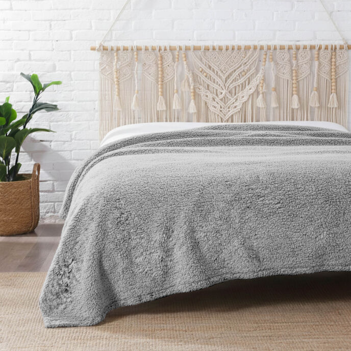 Dolce Bonita Home Wellsoft Sherpa Battaniye 200x220 Gri - Uyku Bandı Hediyeli - 1