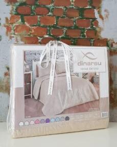 Dinarsu Yatak Örtüsü Seti 3 Parça Çift Kişilik 230x250 Olivia Mocha - 3