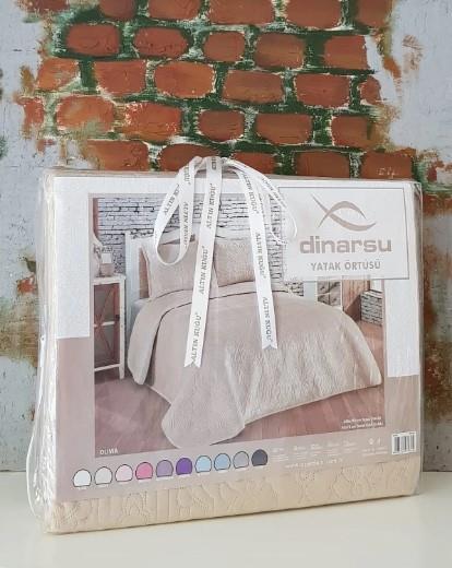 Dinarsu Yatak Örtüsü Seti 3 Parça Çift Kişilik 230x250 Olivia Mocha - 3