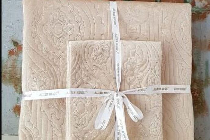 Dinarsu Yatak Örtüsü Seti 3 Parça Çift Kişilik 230x250 Olivia Mocha - 2