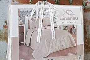 Dinarsu Yatak Örtüsü Seti 3 Parça Çift Kişilik 230x250 Olivia Mocha - 3