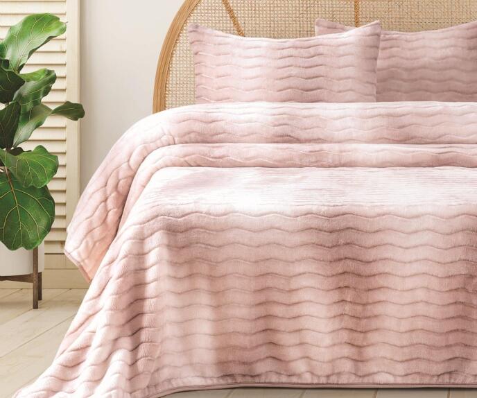 Merinos Dream Home 3 Parça Çift Kişilik Battaniye Seti Kutulu 220x240 Blush - 1
