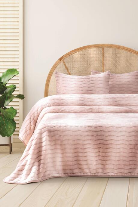 Merinos Dream Home 3 Parça Çift Kişilik Battaniye Seti Kutulu 220x240 Blush - 2