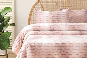 Merinos Dream Home 3 Parça Çift Kişilik Battaniye Seti Kutulu 220x240 Blush - Merinos