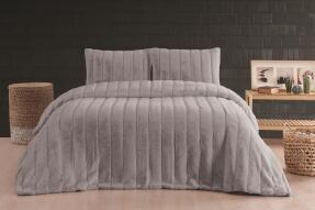 Merinos Luxe 3 Parça Çift Kişilik Yatak Örtüsü Seti Kutulu 230x250 Çizgili Silver - Merinos