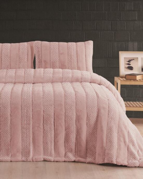 Merinos Luxe 3 Parça Çift Kişilik Yatak Örtüsü Seti Kutulu 230x250 Petek Pudra - 2