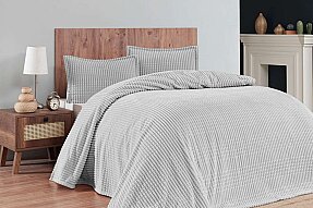 Merinos Modern Line 3 Parça Battaniye Seti Gri - Merinos