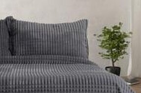 Merinos Modern Line 3 Parça Battaniye Seti K.Gri - Merinos