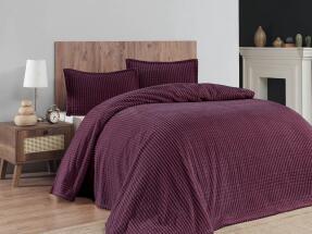 Merinos Modern Line 3 Parça Çift Kişilik Battaniye Seti Kutulu 220x240 Cherry - 1