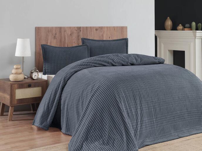 Merinos Modern Line 3 Parça Çift Kişilik Battaniye Seti Kutulu 220x240 Ocean - 1