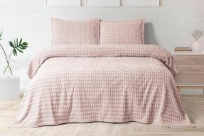 Merinos Modern Twist 3 Parça Çift Kişilik Battaniye Seti Kutulu 220x240 Blush - 1
