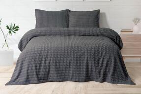 Merinos Modern Twist 3 Parça Çift Kişilik Battaniye Seti Kutulu 220x240 Koyu Gri - 1