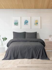 Merinos Modern Twist 3 Parça Çift Kişilik Battaniye Seti Kutulu 220x240 Koyu Gri - 2