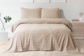 Merinos Modern Twist 3 Parça Çift Kişilik Battaniye Seti Kutulu 220x240 Mocha - 1