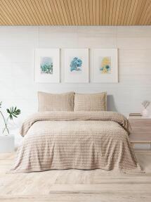 Merinos Modern Twist 3 Parça Çift Kişilik Battaniye Seti Kutulu 220x240 Mocha - 2