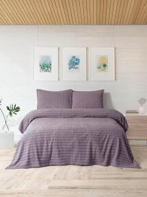 Merinos Modern Twist 3 Parça Çift Kişilik Battaniye Seti Kutulu 220x240 Mürdüm - 2