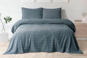 Merinos Modern Twist 3 Parça Çift Kişilik Battaniye Seti Kutulu 220x240 Okyanus Mavisi - 1
