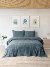 Merinos Modern Twist 3 Parça Çift Kişilik Battaniye Seti Kutulu 220x240 Okyanus Mavisi - 2