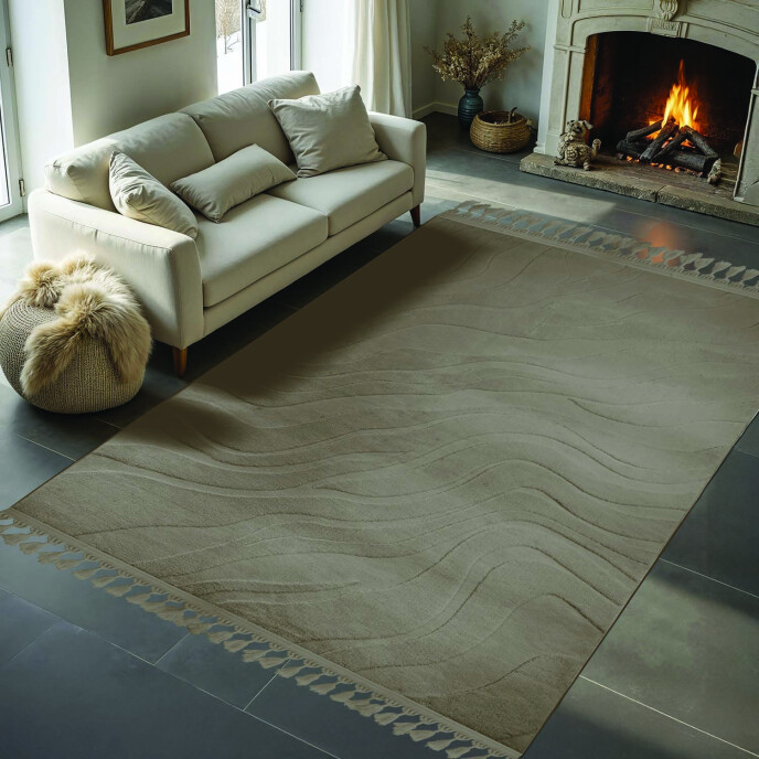 Dinarsu Alaçatı Püsküllü Parça Halı 150X230 Lorey K.Bej - 1