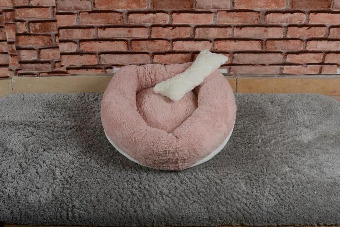 Cookie Pet Sherpa Polar Yıkanabilir Yuvarlak Köpek Kedi Yatağı 50 Açık Pudra - 1