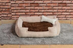 Cookie Pet Dolgulu Kedi Köpek Yuvası 70x50cm Kahve Bej - 1