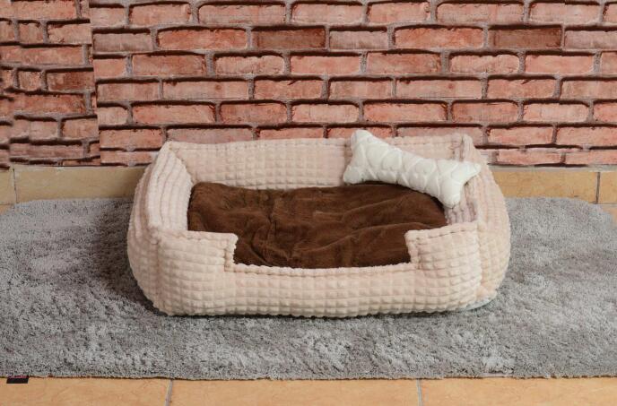 Cookie Pet Dolgulu Kedi Köpek Yuvası 70x50cm Kahve Bej - 1
