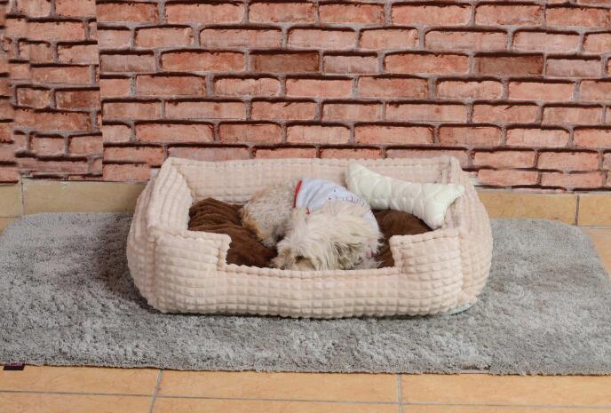 Cookie Pet Dolgulu Kedi Köpek Yuvası 70x50cm Kahve Bej - 3