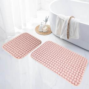 Jassrug Leila Kalp Embos Kaymaz Taban İkili Klozet Takımı 60x100 ve 50x60 Pembe - 1