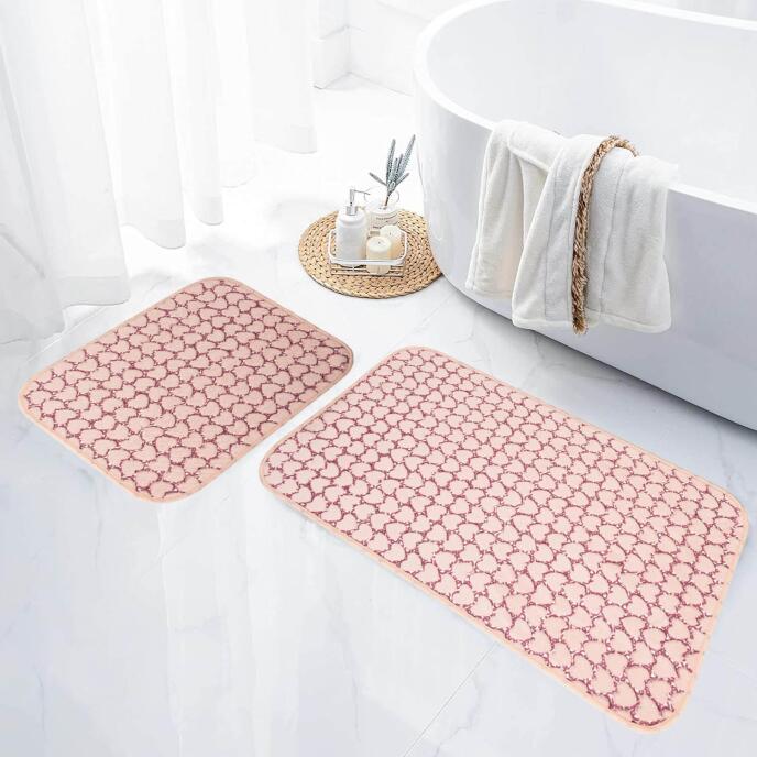 Jassrug Leila Kalp Embos Kaymaz Taban İkili Klozet Takımı 60x100 ve 50x60 Pembe - 1