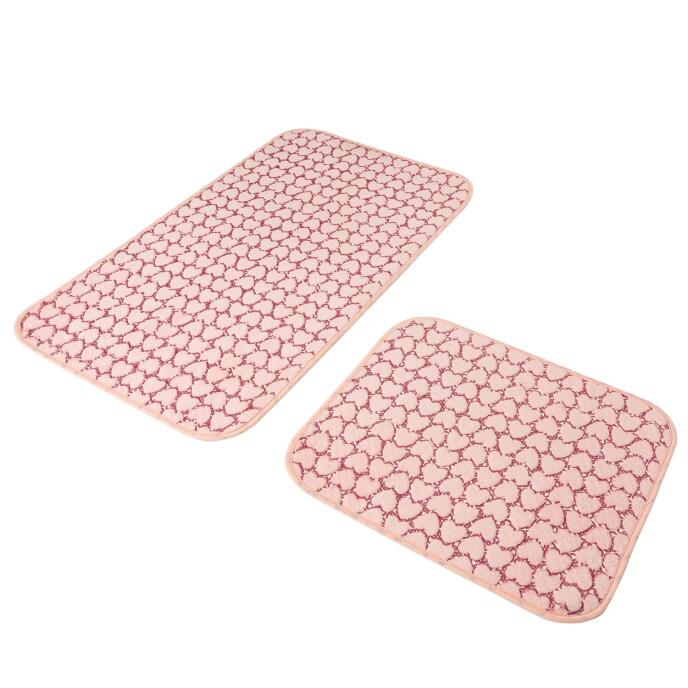 Jassrug Leila Kalp Embos Kaymaz Taban İkili Klozet Takımı 60x100 ve 50x60 Pembe - 5