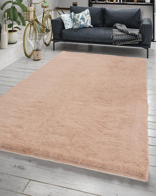 Jassrug Fuzzy Tavşan Tüyü Kürk Halı 200x290 Pudra - 1