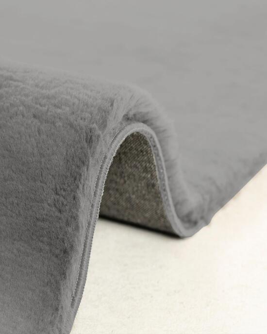 Jassrug Fuzzy Tavşan Tüyü Kürk Halı 80x150 Gri - 2