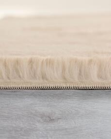 Jassrug Fuzzy Tavşan Tüyü Kürk Halı 80x150 Krem - 4