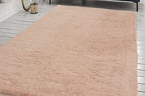 Jassrug Fuzzy Tavşan Tüyü Kürk Halı 80x150 Pudra - Jassrug