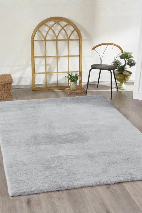 Jassrug Tavşan Tüyü Kürk Halı 120x180 Açık Gri - 1