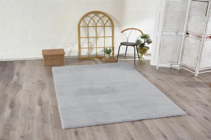 Jassrug Tavşan Tüyü Kürk Halı 120x180 Açık Gri - 2