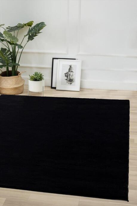 Jassrug Tavşan Tüyü Kürk Halı 120x180 Siyah - 3